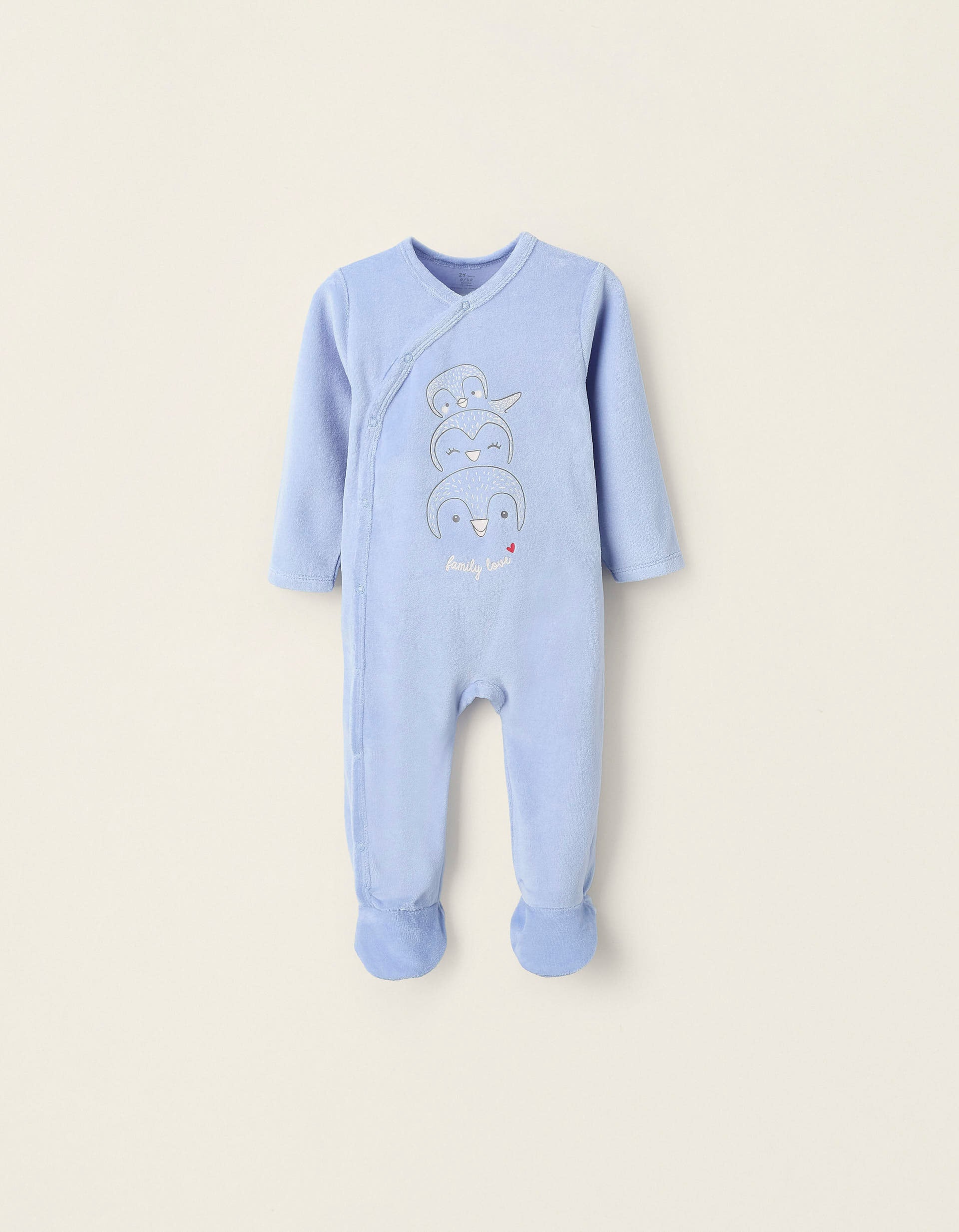 Velour Sleepsuit for Baby Boys 'Family Love', Blue