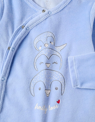 Grenouillère en Velours pour Bébé Garçon 'Family Love', Bleu