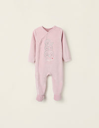 Babygrow de Veludo para Bebé Menina 'Family Love', Rosa