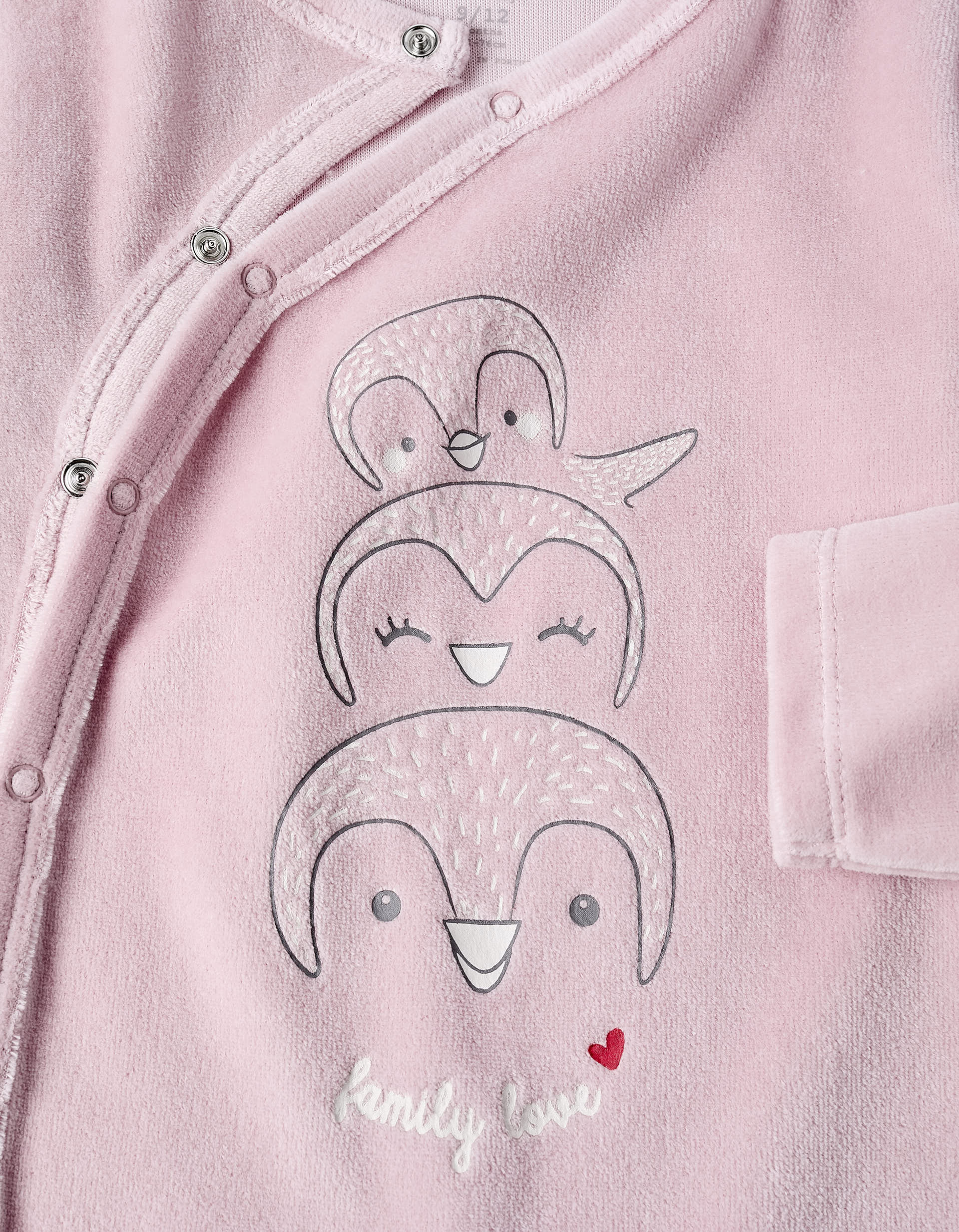 Velour Sleepsuit for Baby Girls 'Family Love', Pink