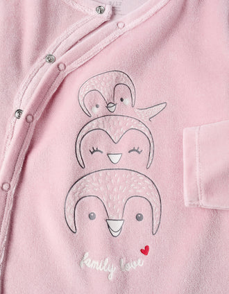 Babygrow de Veludo para Bebé Menina 'Family Love', Rosa