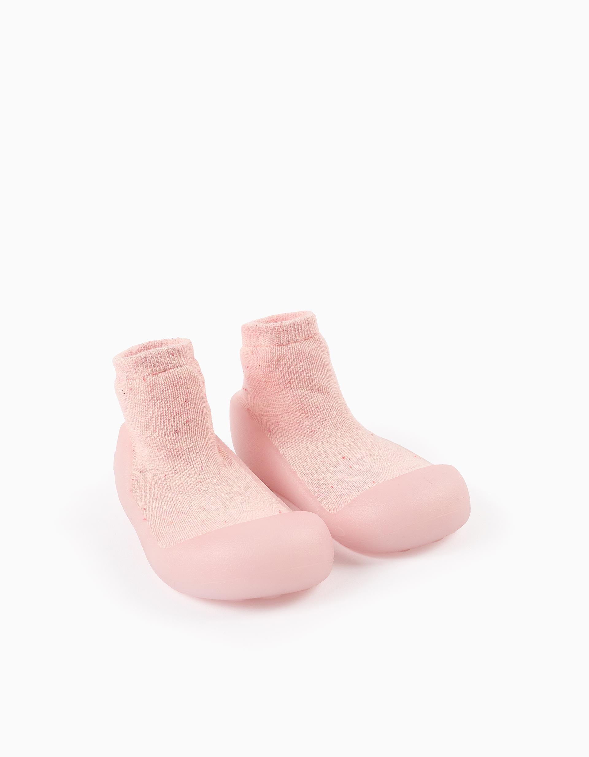 Steppies Socks-Slippers for Baby Girls, Pink