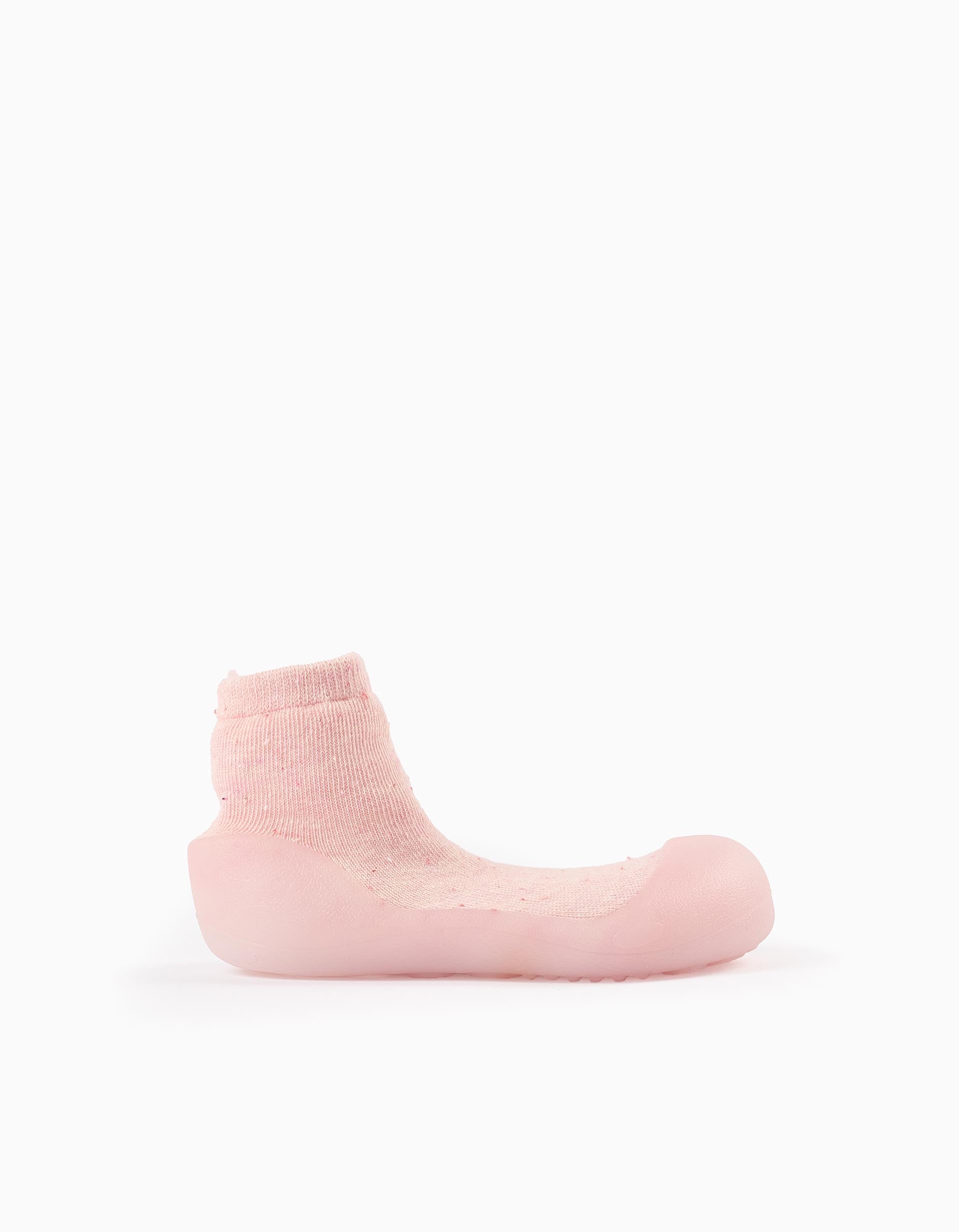 Steppies Socks-Slippers for Baby Girls, Pink