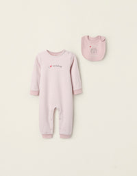 Pelele + Babero para Bebé Niña 'Mum & Dad', Rosa
