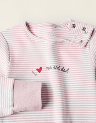 Grenouillère + Bavoir pour Bébé Fille 'Mum & Dad', Rose