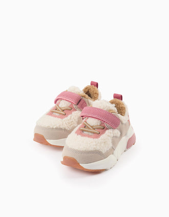 Baskets en Sherpa pour Bébé Fille 'Superlight Runner', Rose/Beige