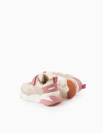Baskets en Sherpa pour Bébé Fille 'Superlight Runner', Rose/Beige