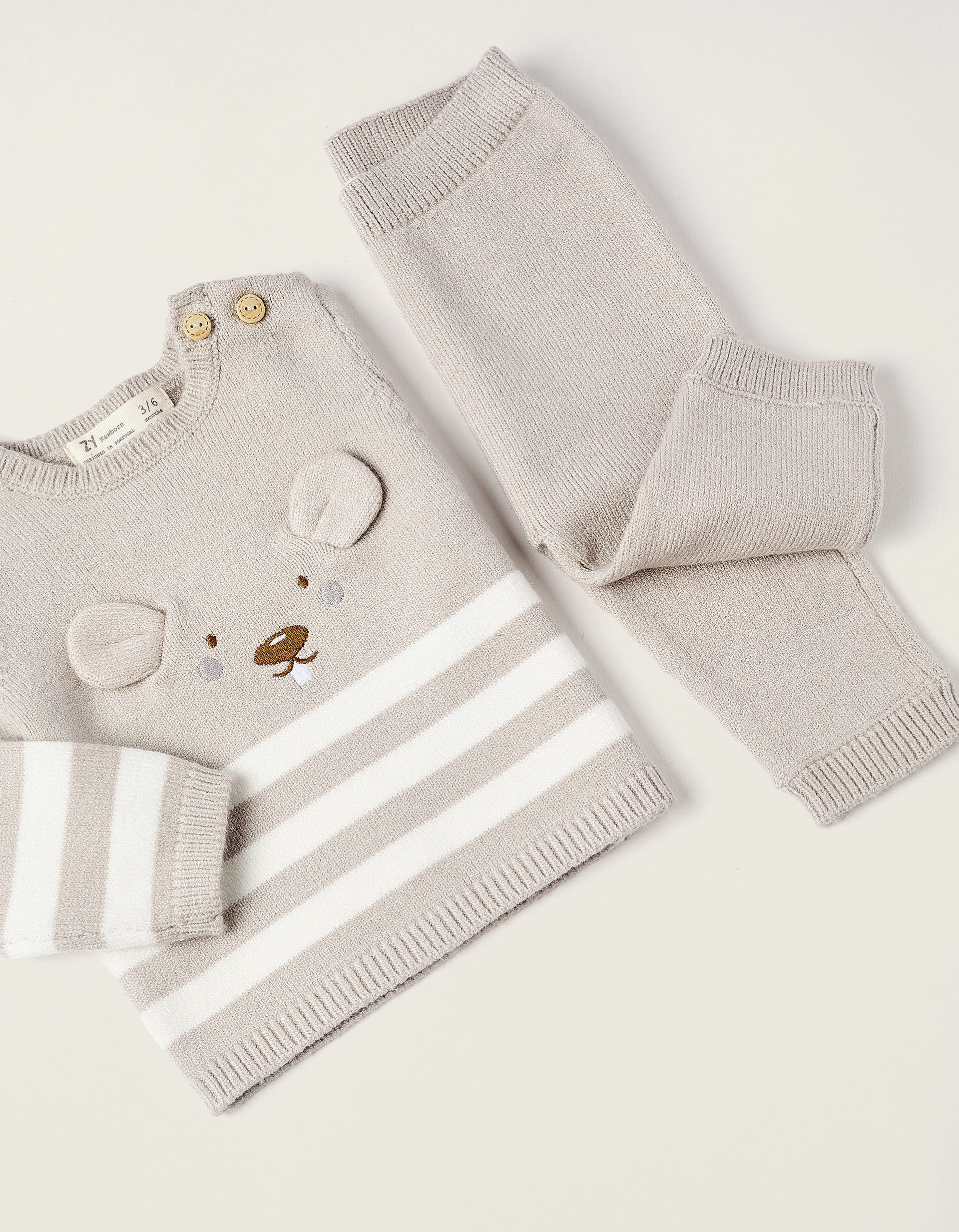 Knitted Jumper for Newborn Babies, Beige