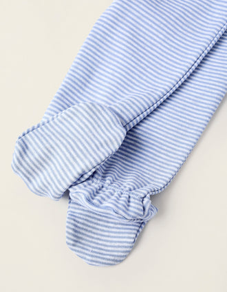 2 Calças com Pés de Algodão para Bebé Menino 'Mum & Dad', Branco/Azul