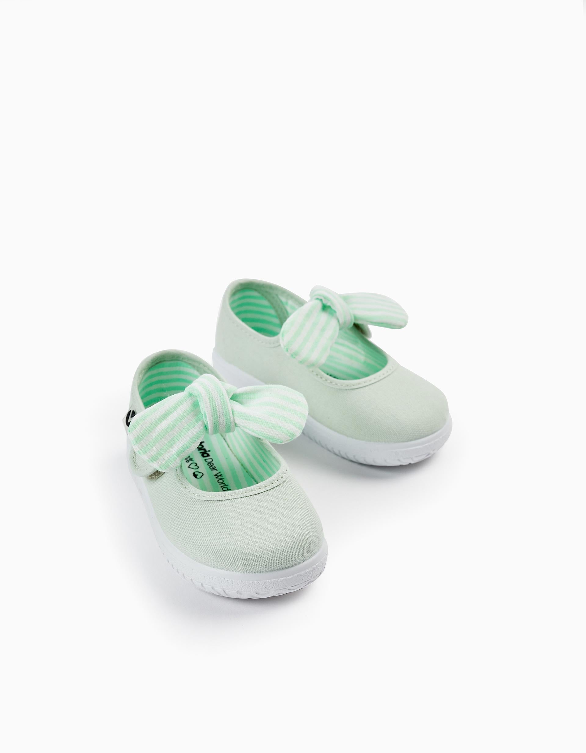 Ballerina Shoes with Striped Bow for Baby Girls 'Victoria', Green