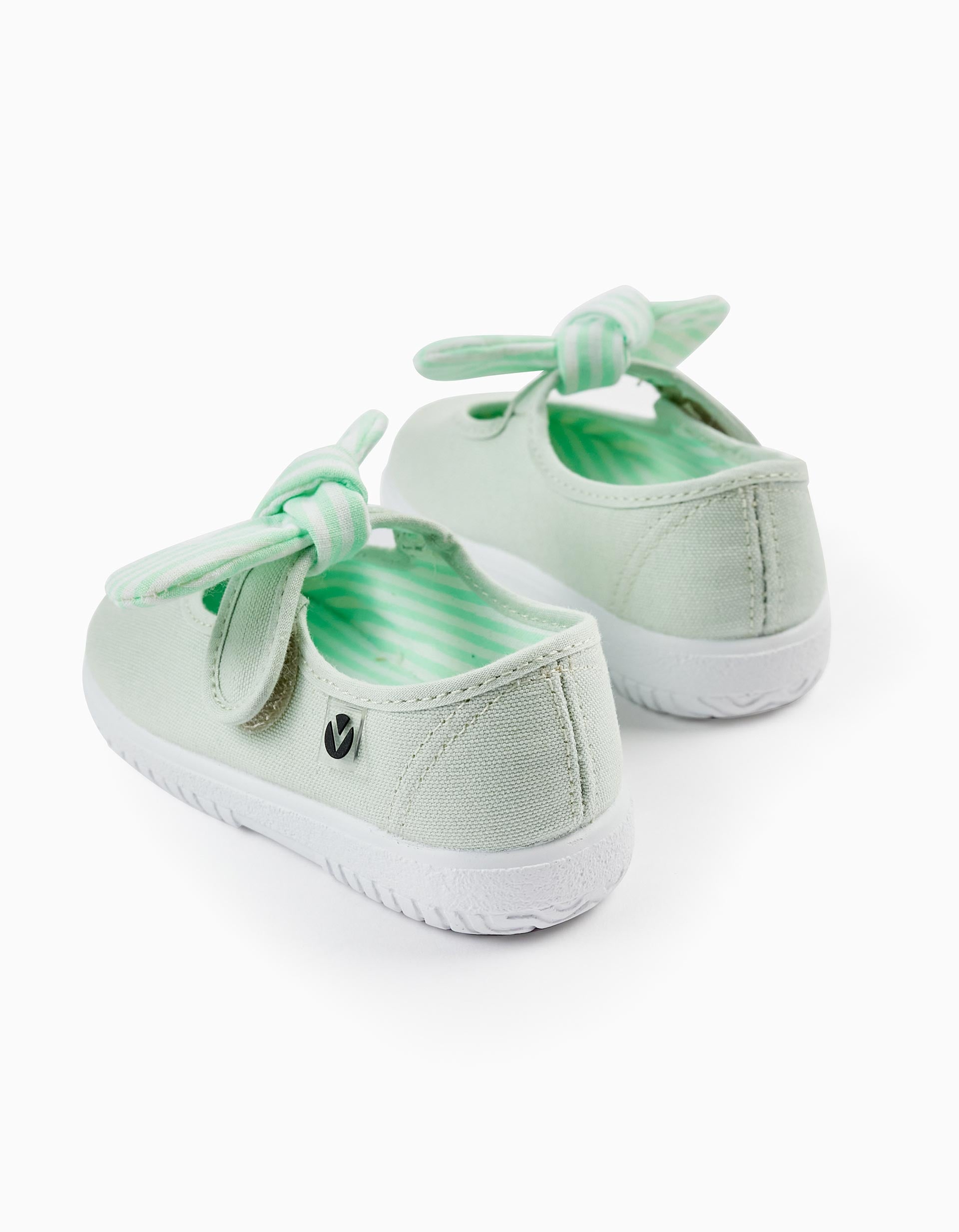 Ballerina Shoes with Striped Bow for Baby Girls 'Victoria', Green