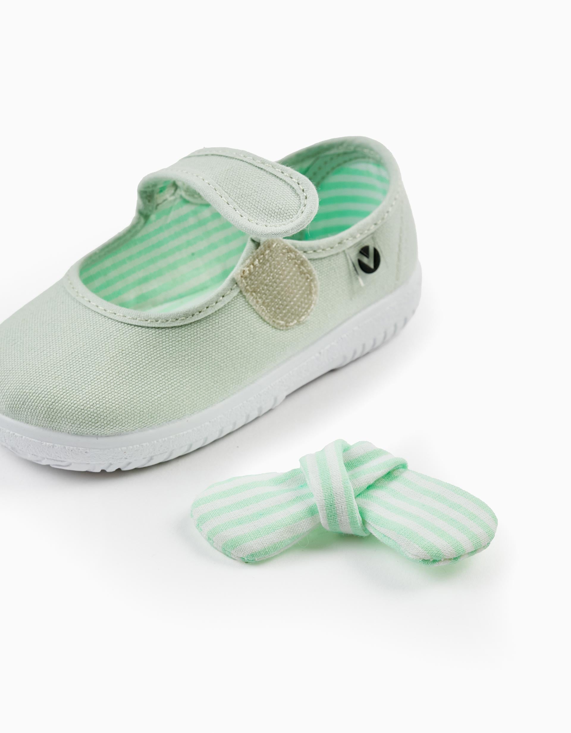 Ballerina Shoes with Striped Bow for Baby Girls 'Victoria', Green