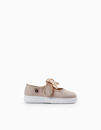 Merceditas con Lazo a Rayas para Bebé Niña 'Victoria', Beige