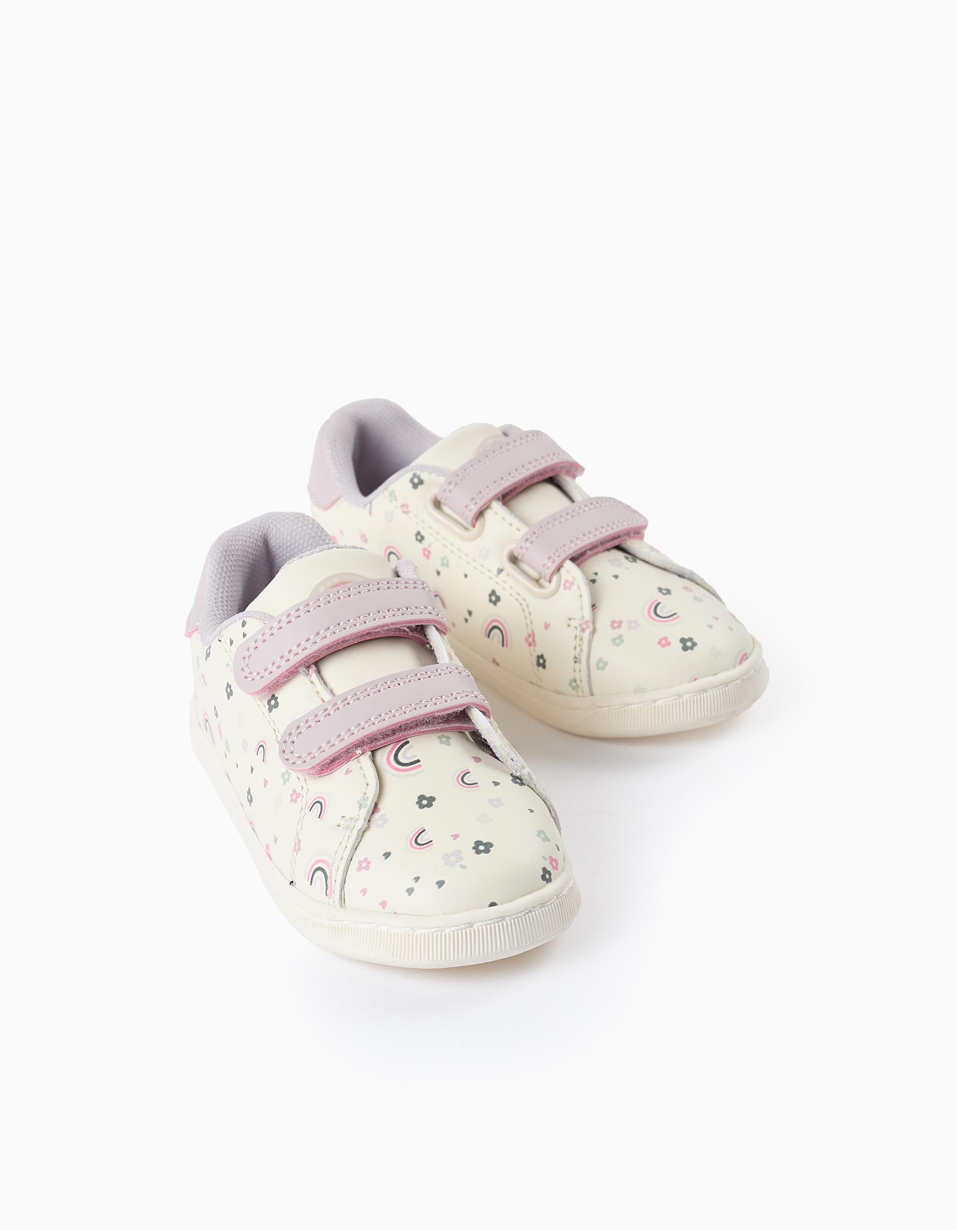 Trainers for Baby Girls 'Flowers & Rainbows', White/Lilac