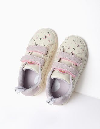 Zapatillas para Bebé Niña 'Flores & Arco iris', Blanco/Lila