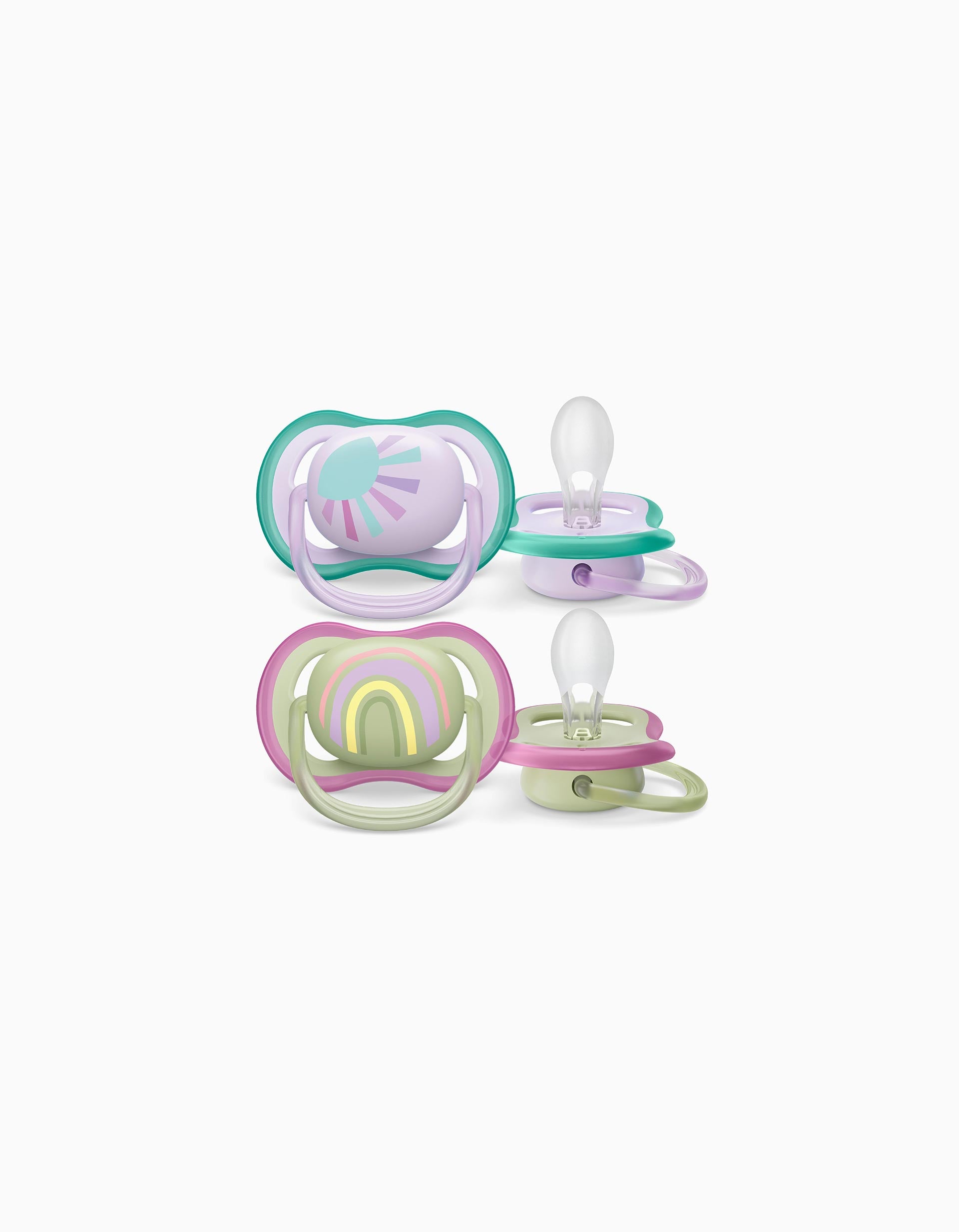 2 Chupetas Philips/Avent Ultra Air Silicone  0-6M, Rosa/Verde