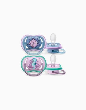 2 Chupetas Philips/Avent Ultra Air Silicone 6-18M, Verde/Rosa
