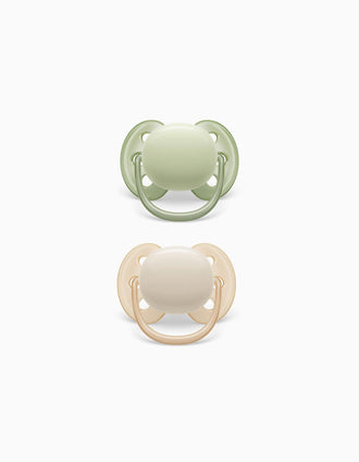 2 Chupetas Philips/Avent Ultra Soft Silicone 0-6M, Verde/Bege