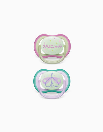 2 Chupetas Philips/Avent Ultra Air Silicone Brilha No Escuro 0-6M, Dreams