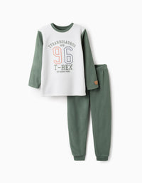 Pijama Polar para Menino 'T-Rex', Cinza/Verde