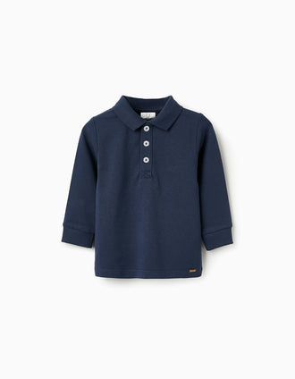 Polo à Manches Longues pour Bébé Garçon, Bleu Marine