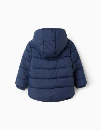 Chaqueta Acolchada con Capucha para Bebé Niño, Azul Oscuro
