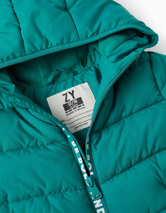 Chaqueta Acolchada con Capucha para Bebé Niño, Turquesa