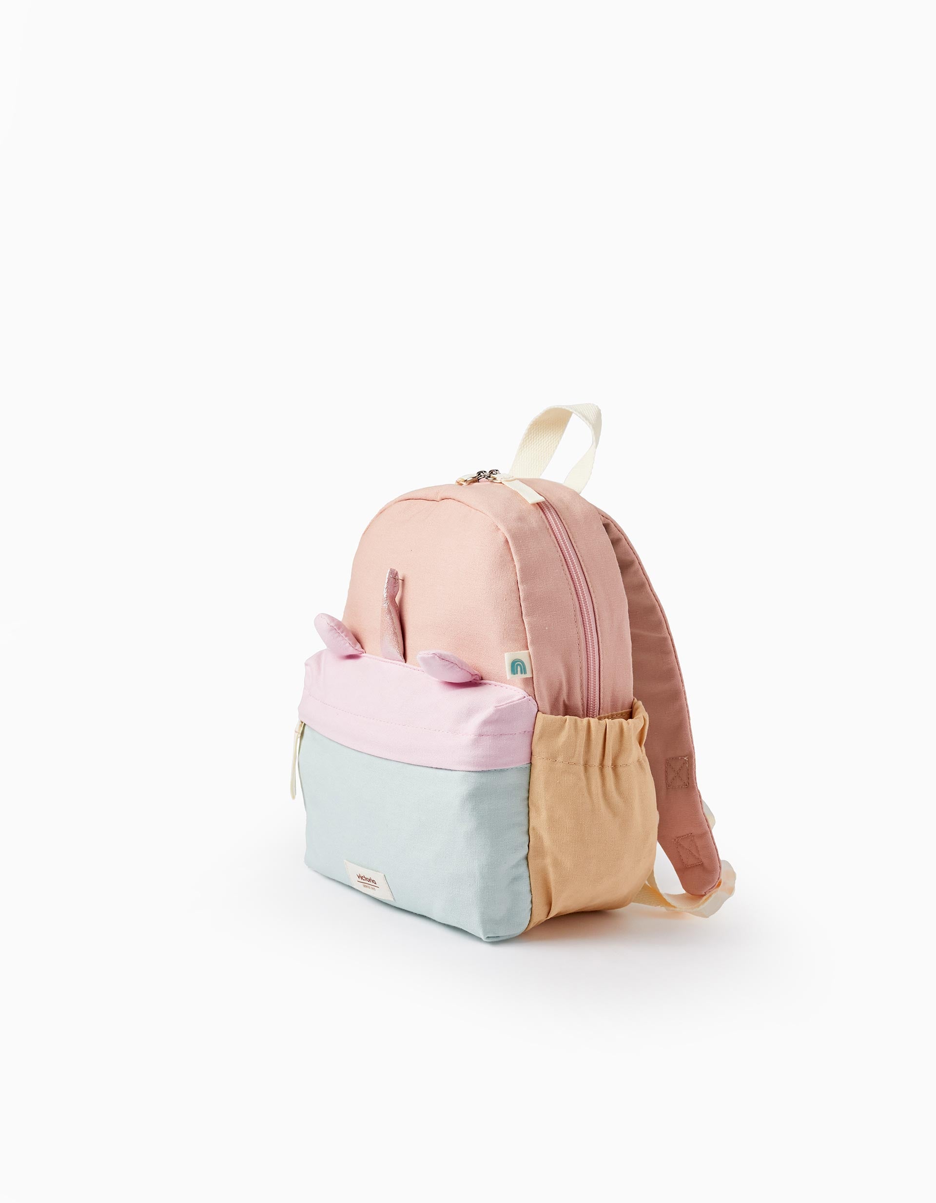 Mochila em Algodão de Unicórnio para Menina 'Victoria', Azul/Bege/Rosa