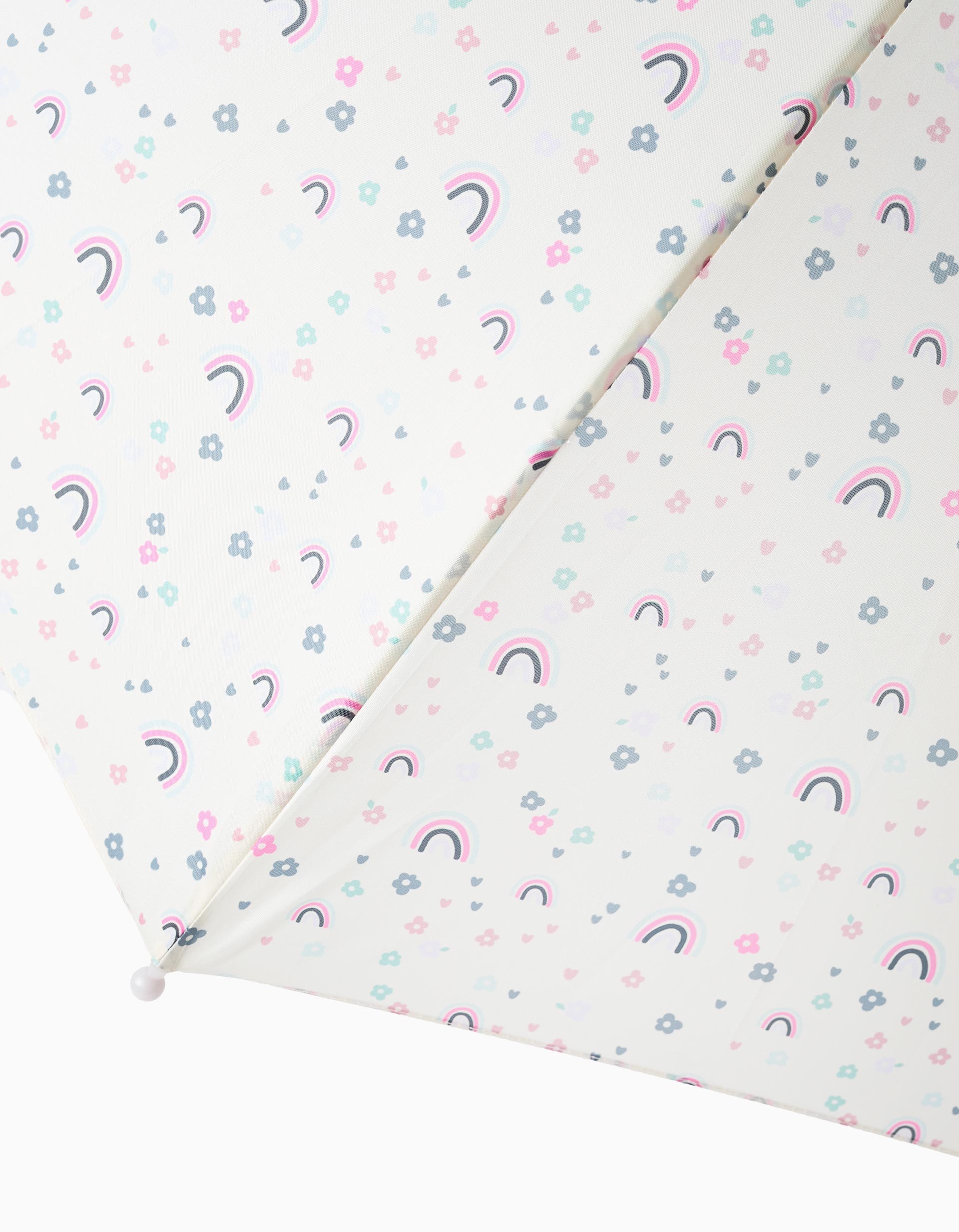 Umbrella for Babies and Girls 'Flowers & Rainbows', Beige