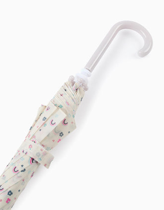 Guarda-chuva para Bebé e Menina 'Flores & Arco-Íris', Bege