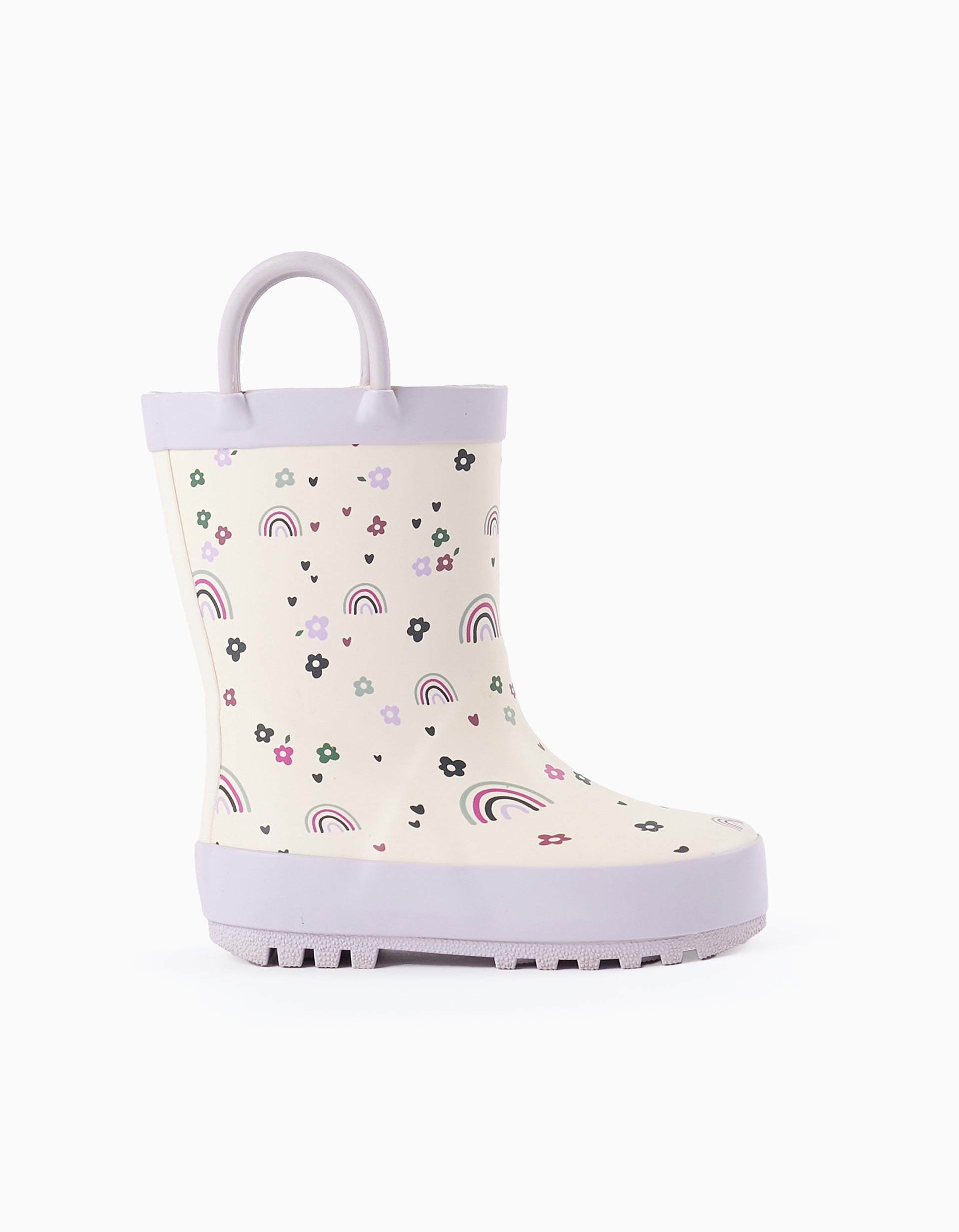 Wellies for Baby Girls 'Flowers & Rainbows', White/Lilac