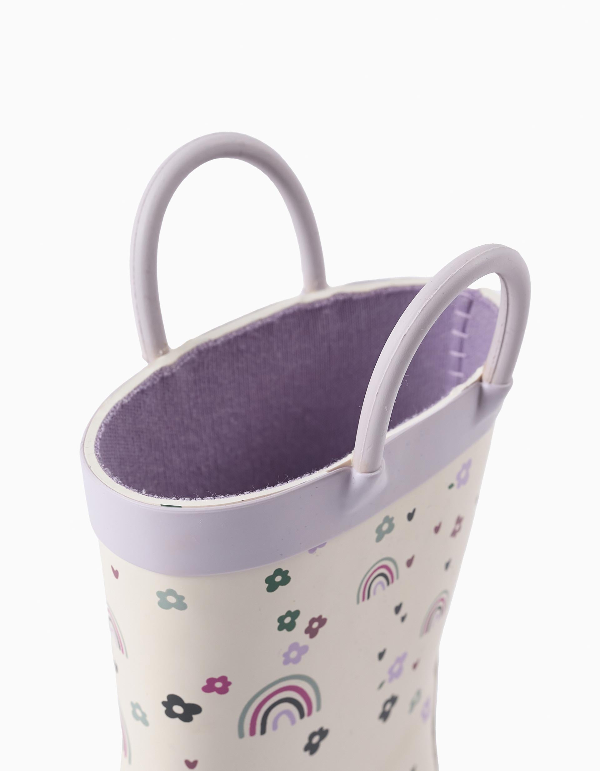 Wellies for Baby Girls 'Flowers & Rainbows', White/Lilac