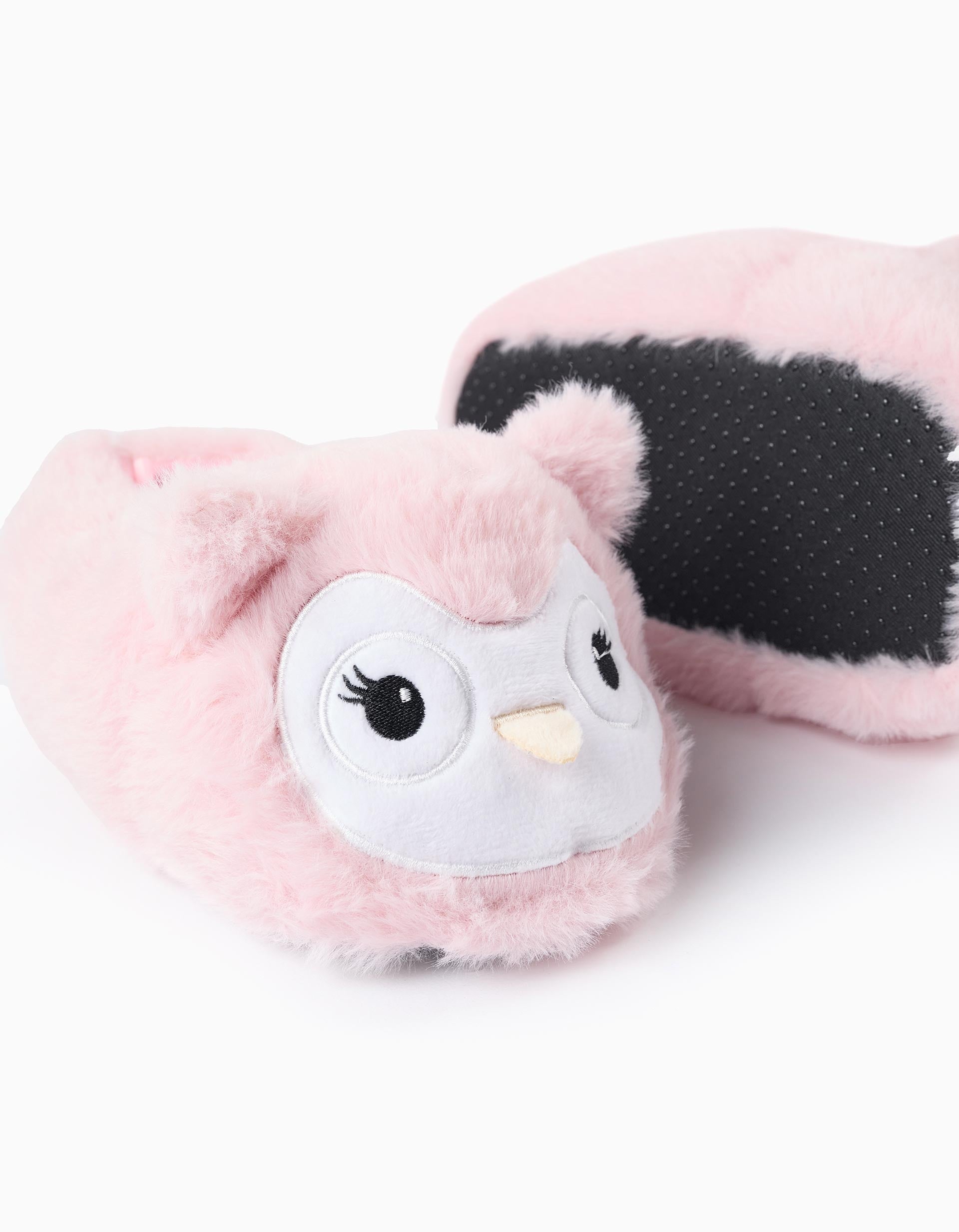 Plush Slippers for Girls 'Owl', Pink