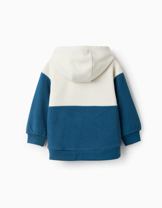 Sweat à Capuche en Polaire pour Garçon 'Art', Blanc/Turquoise