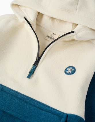 Sweat à Capuche en Polaire pour Garçon 'Art', Blanc/Turquoise