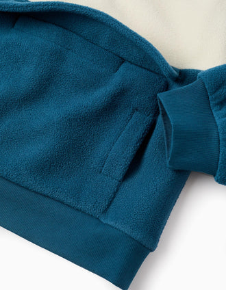 Sweat à Capuche en Polaire pour Garçon 'Art', Blanc/Turquoise