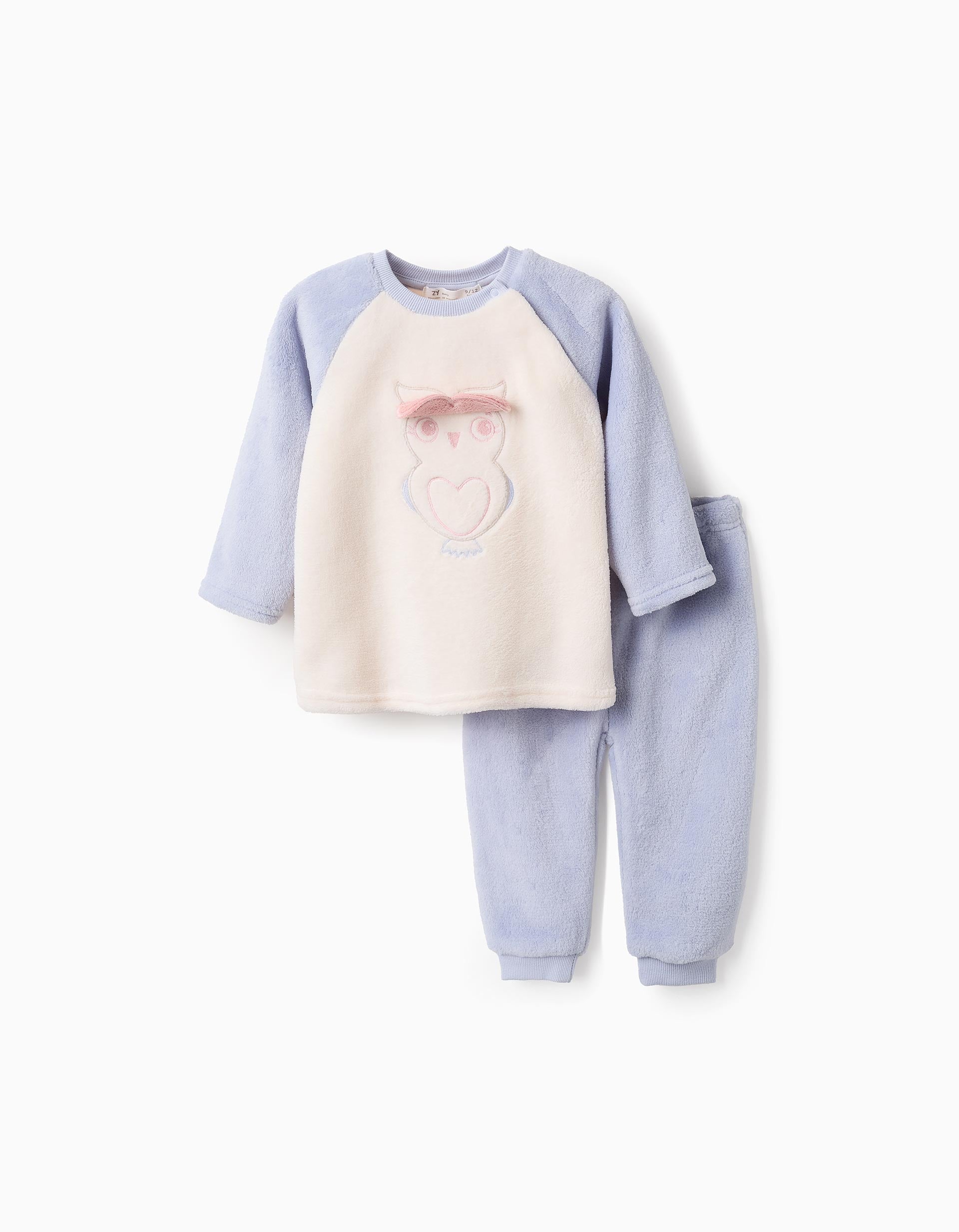 Plush Pyjama for Baby Girls 'Owl', White/Blue