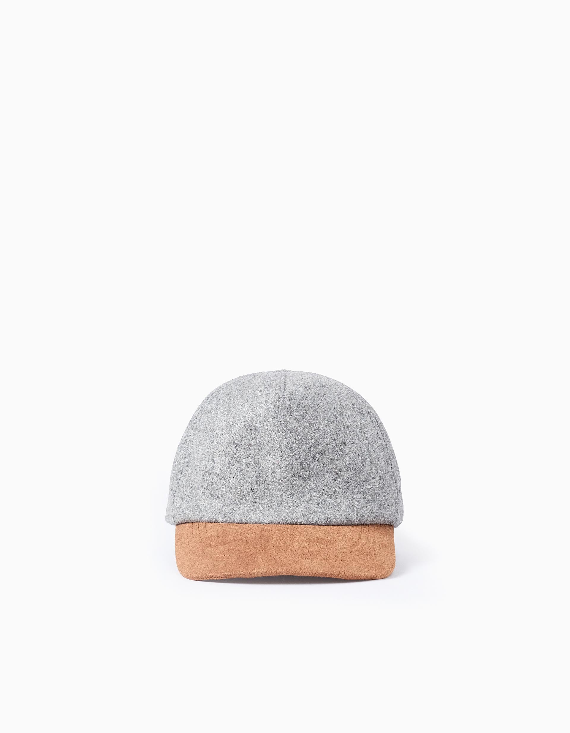 Dual-fabric Cap for Boys, Grey/Camel