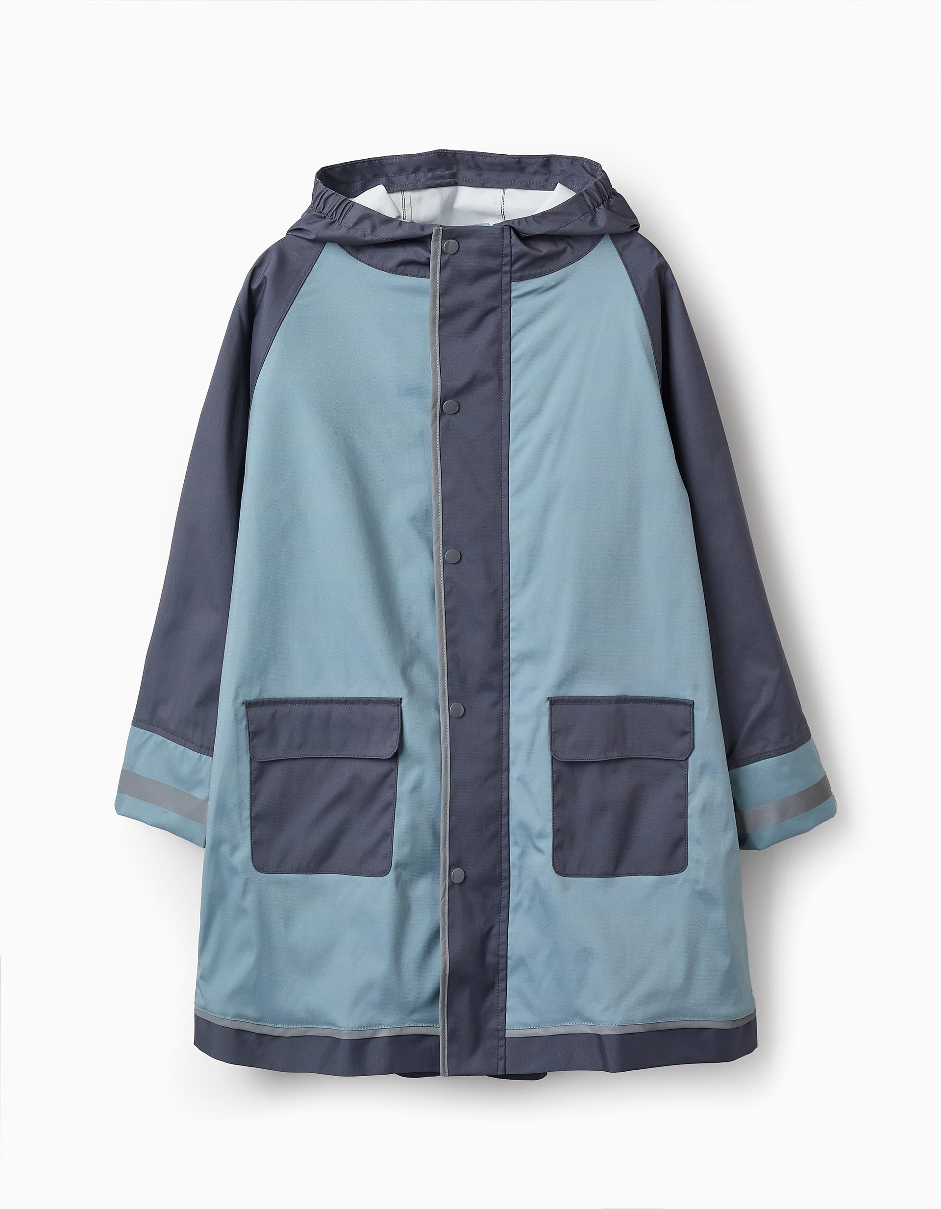 Long Rain Cape for Boys, Green/Grey