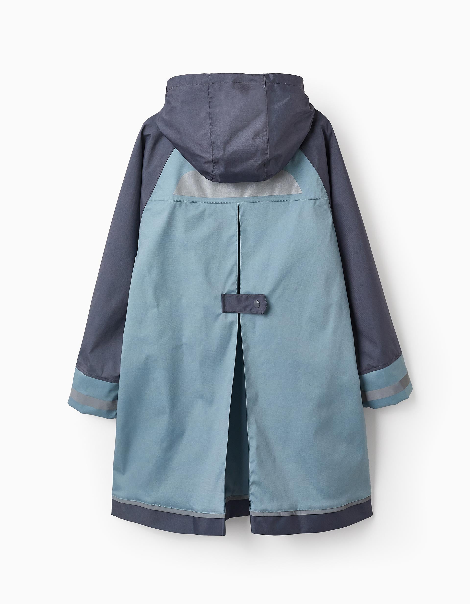 Long Rain Cape for Boys, Green/Grey