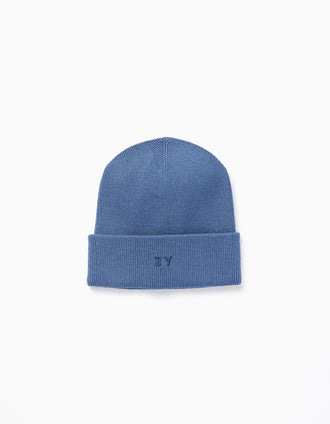 Bonnet Côtelé avec Revers pour Garçon, Bleu