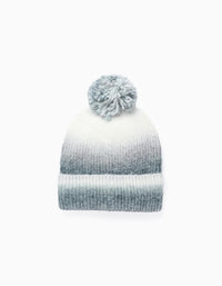 Bonnet en Maille Dégradé pour Enfant, Blanc/Gris