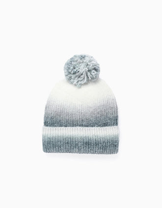 Bonnet en Maille Dégradé pour Enfant, Blanc/Gris