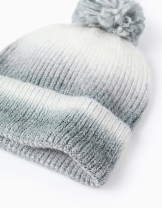 Bonnet en Maille Dégradé pour Enfant, Blanc/Gris