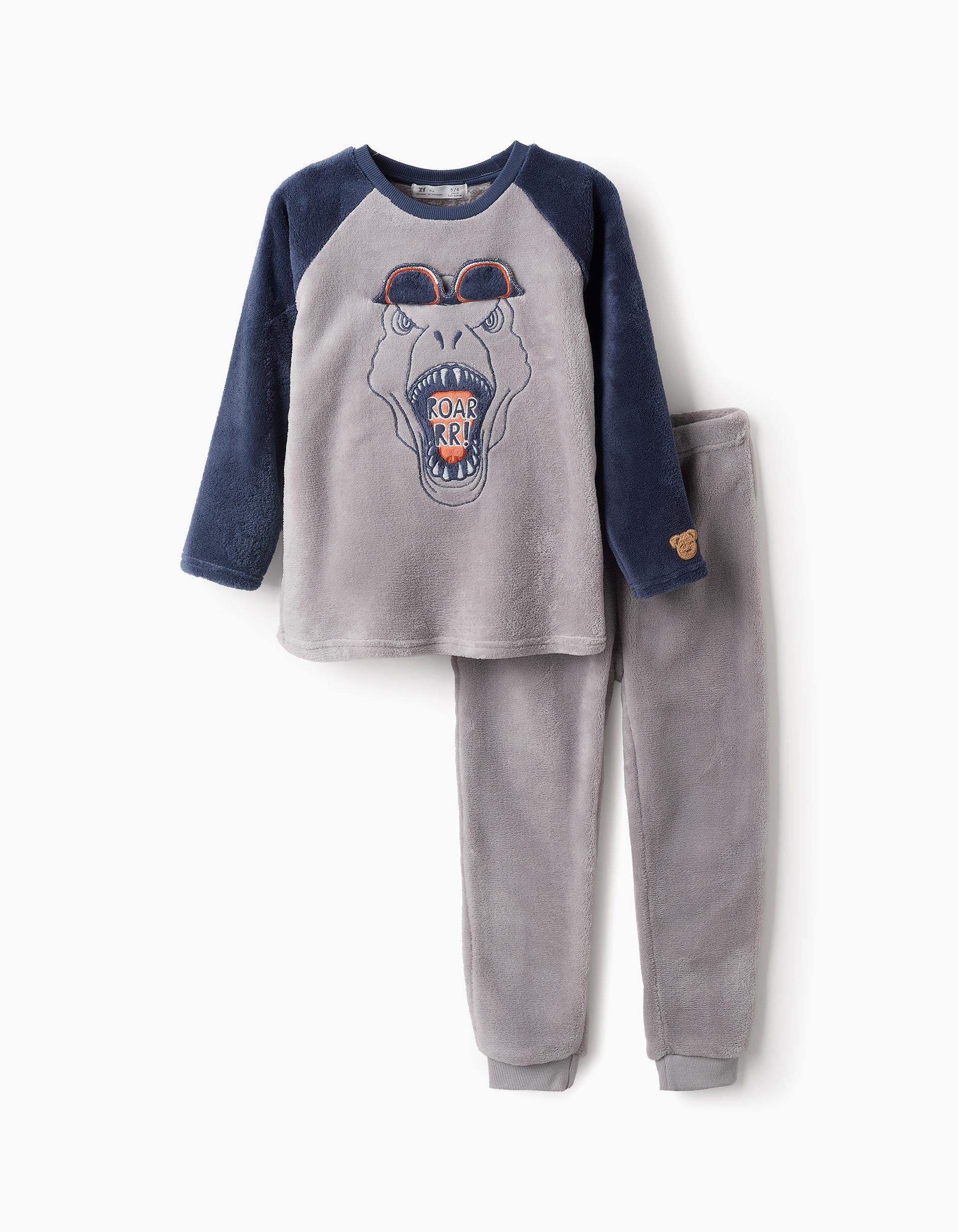 Plush Pyjama for Boys 'Dinosaur', Grey/Blue