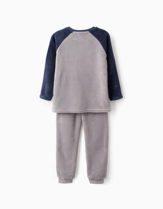 Pijama Afelpado para Niño 'Dinosaurio', Gris/Azul