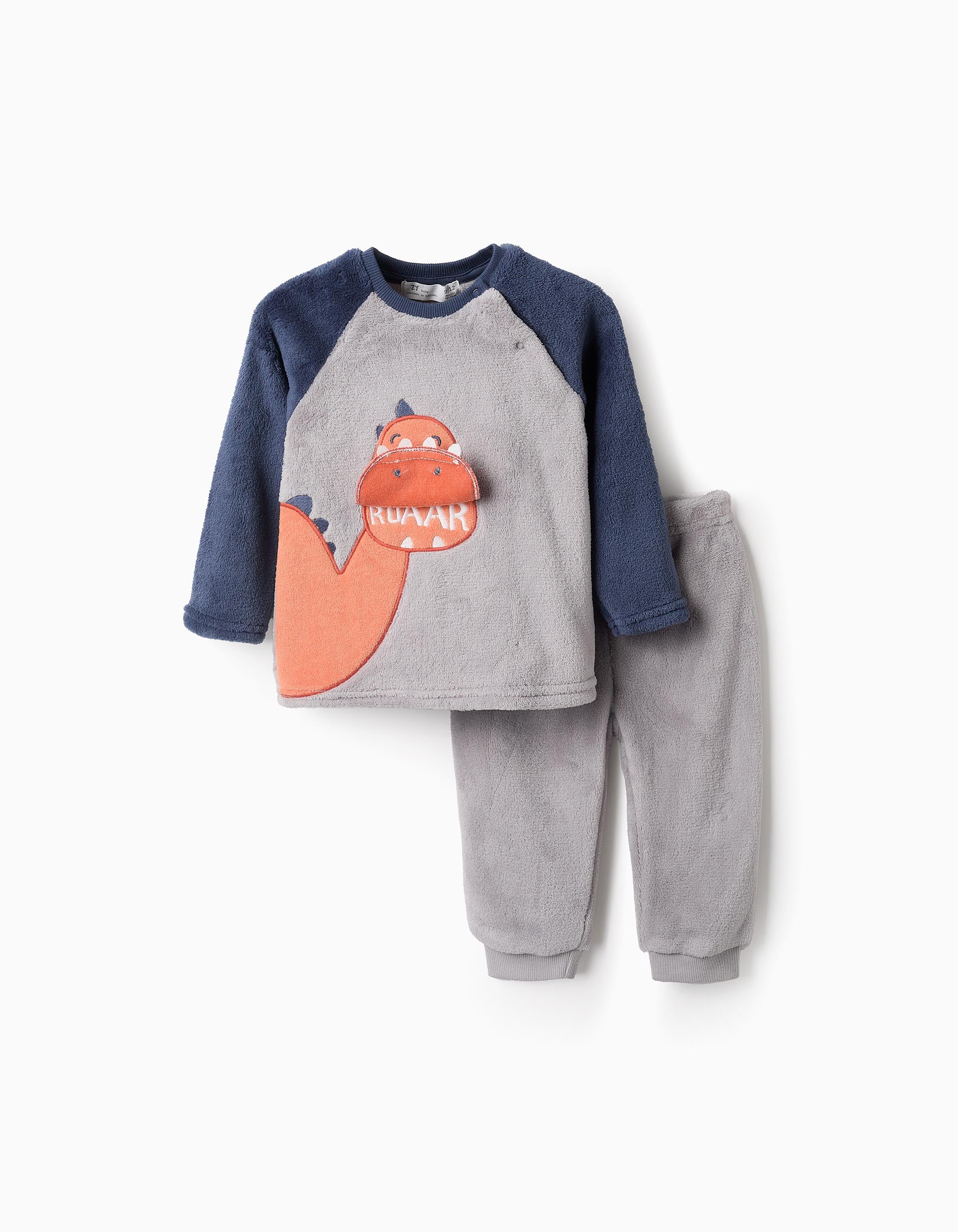 Plush Pyjama for Baby Boys 'Dinosaur', Grey/Blue