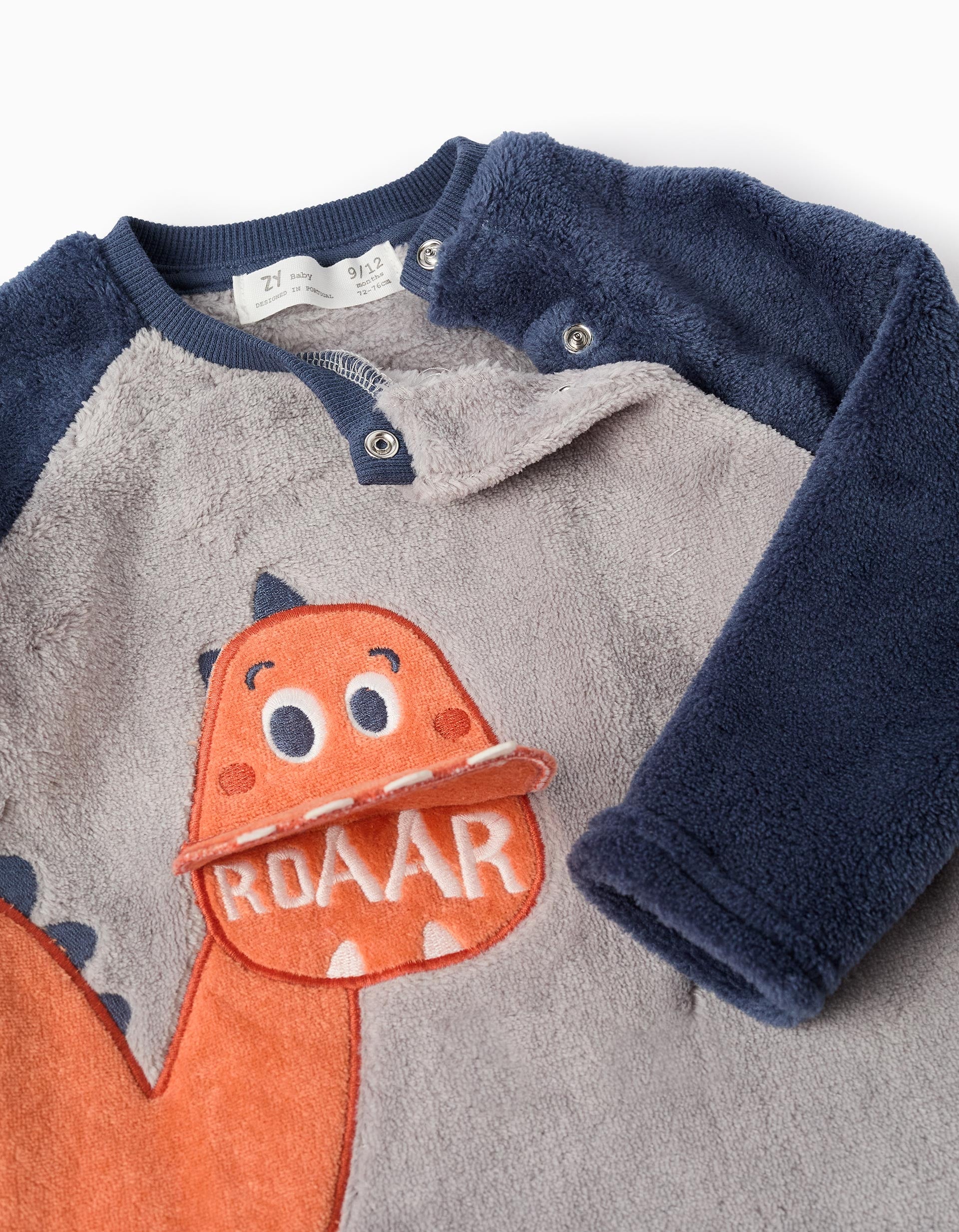 Plush Pyjama for Baby Boys 'Dinosaur', Grey/Blue