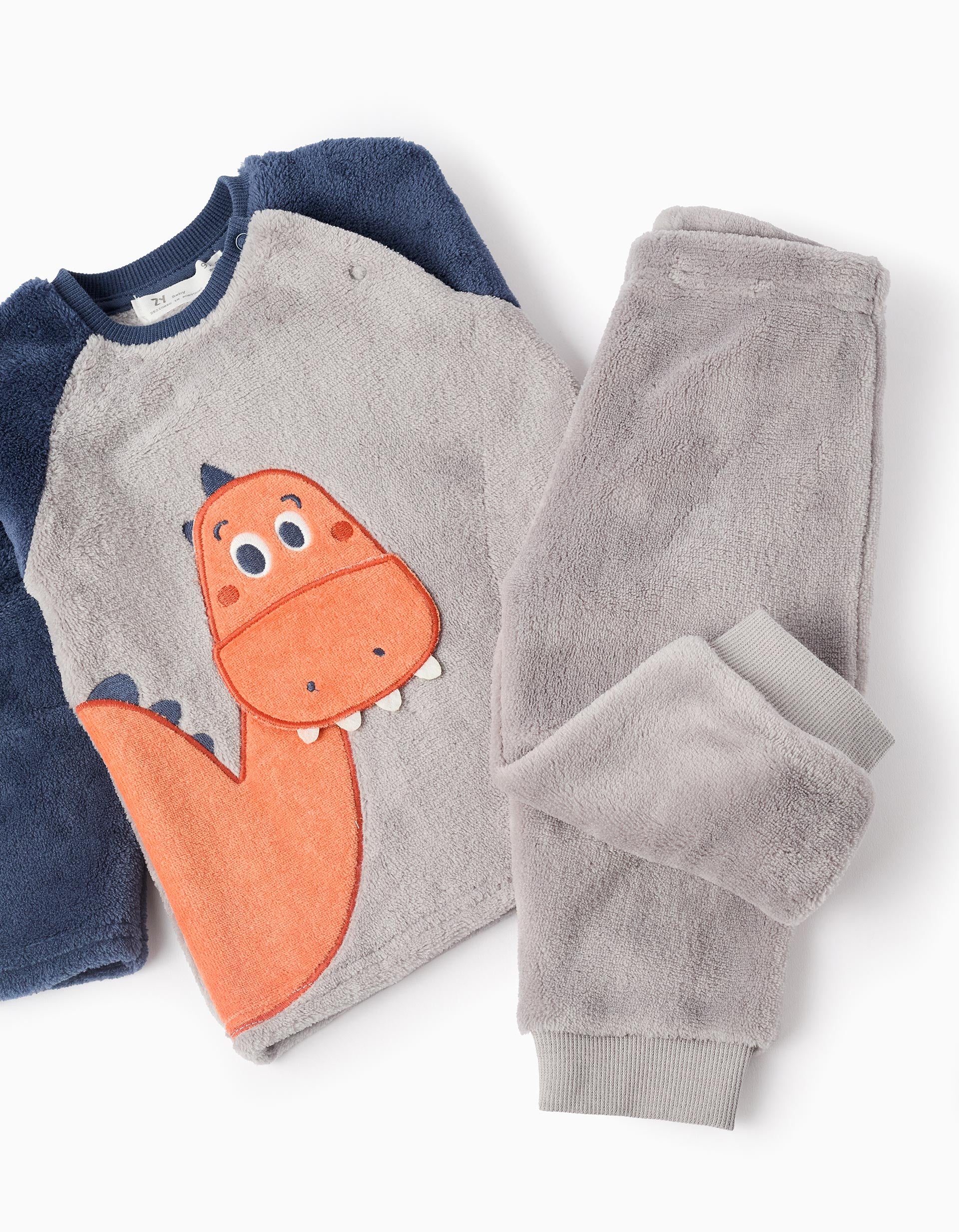 Plush Pyjama for Baby Boys 'Dinosaur', Grey/Blue