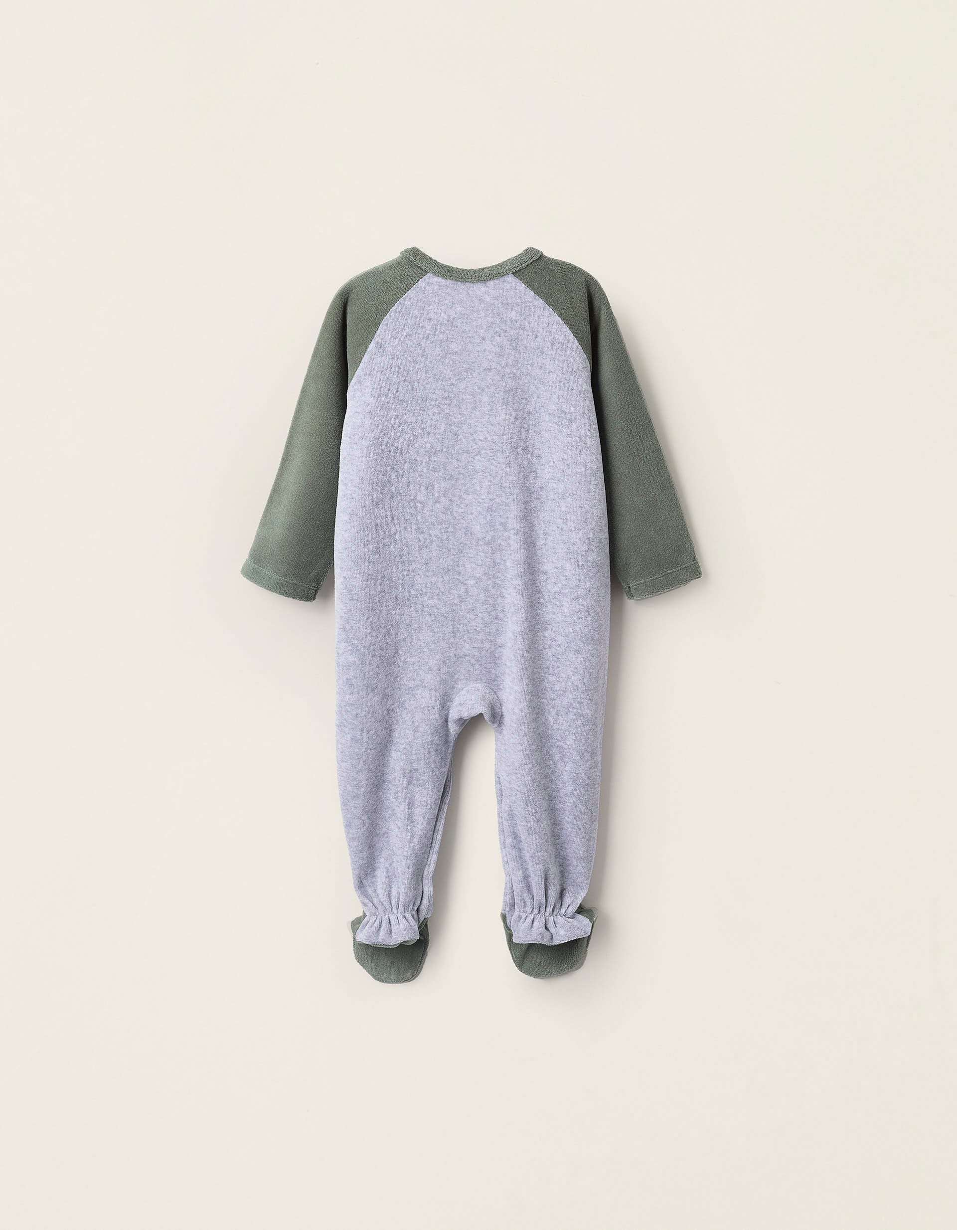 Velours Sleepsuit for Baby Boys 'Dinosaur', Green/Grey